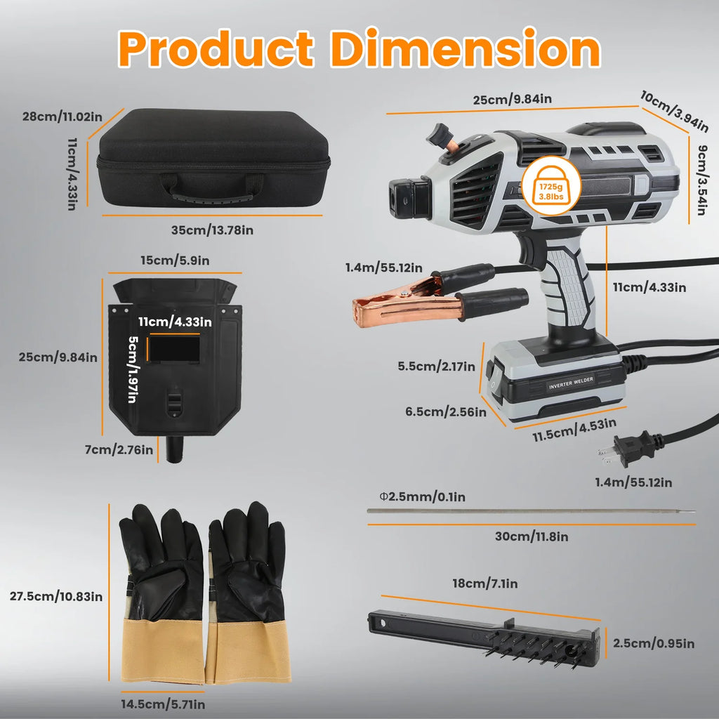1Set 110V 120Amp Welding Machine 4600W Portable Welder Gun Hand Held Welding Machine Electric Stick Welder with 20 to 120Amp Output IGBT Inverter