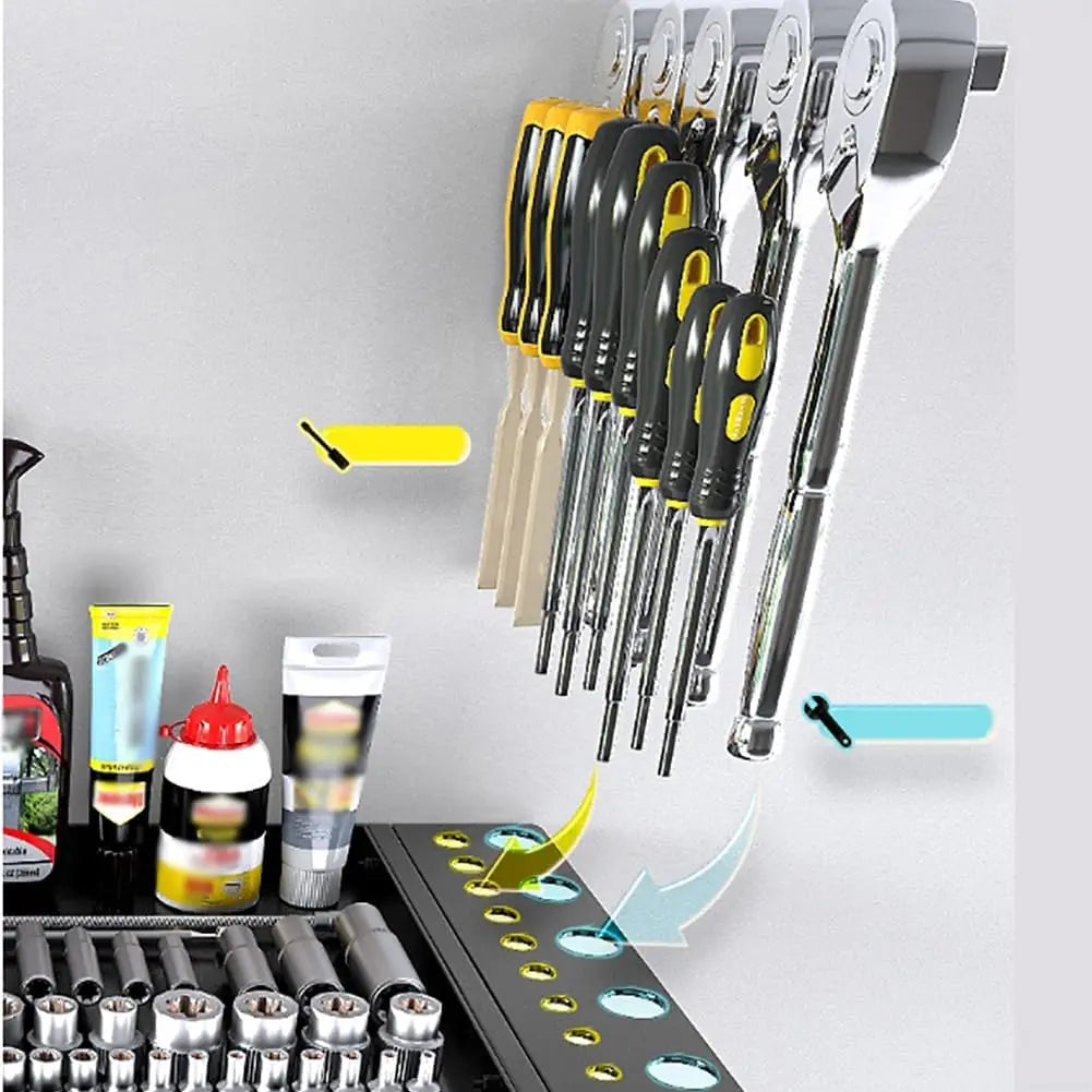 Power Tool Organizer 4 Layer Wall Mounted Storage Rack with Hooks Heavy-Duty Drill Holder Garage Tools Storage Rack for Workshop