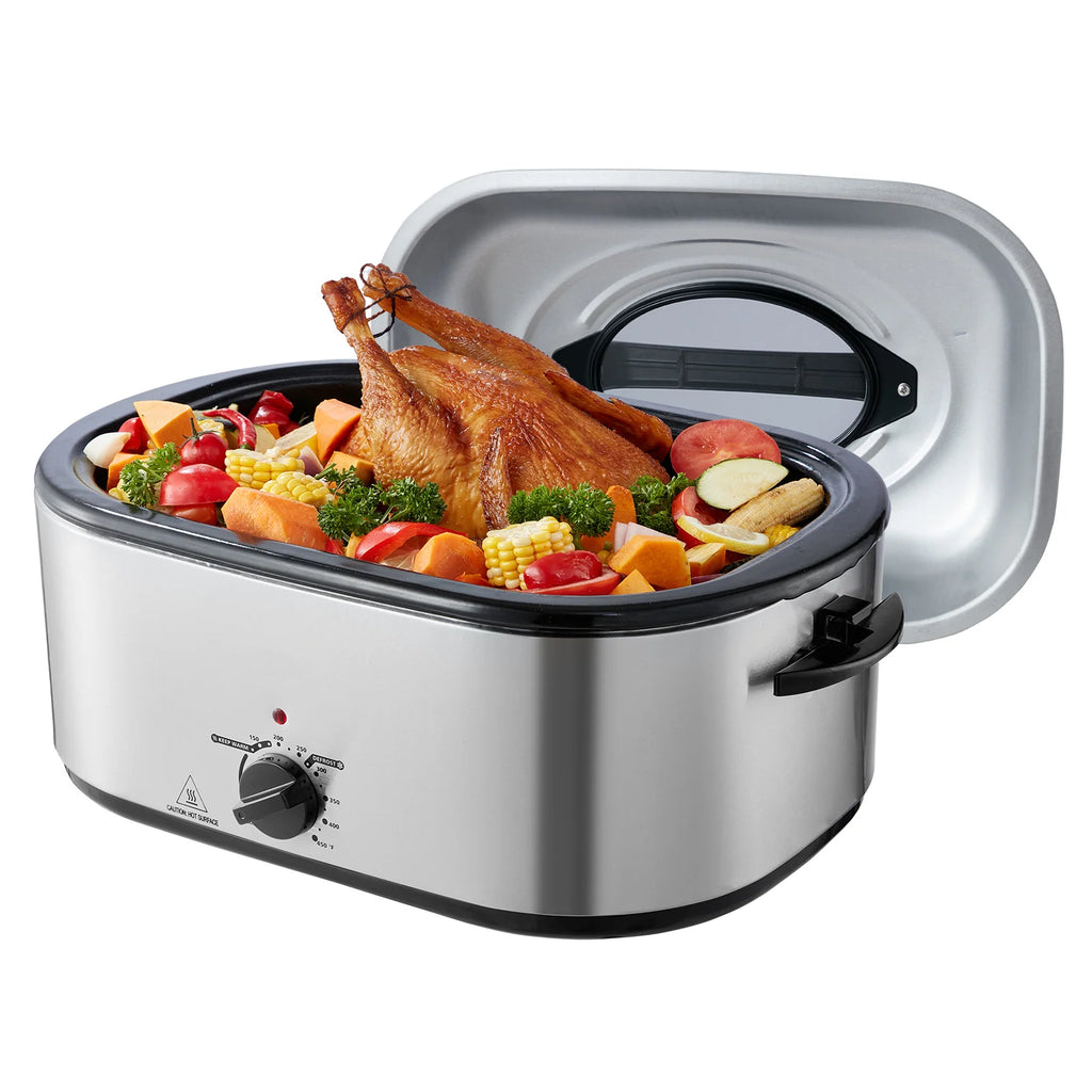 Electric Roaster Oven, 26 QT Turkey Roaster Oven with Self-Basting Lid, 1450W Roaster Oven with Defrost & Warm Function, Adjustable Temperature, Removable Pan & Rack, Fits Turkeys up to 30LBS