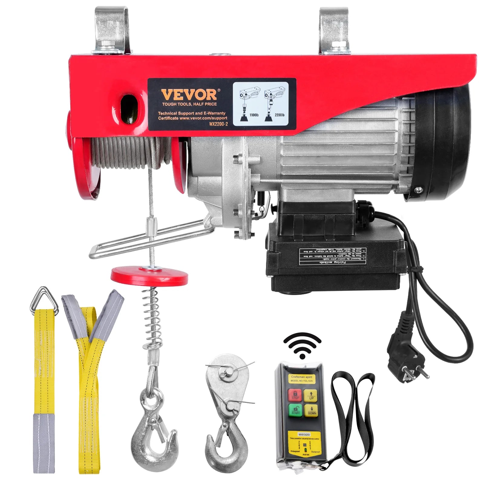 400-1000Kg Electric Hoist Lifting Crane Cable Hoist Winch for Boat Car Garage Elevator with Wired Remote Control Lifter