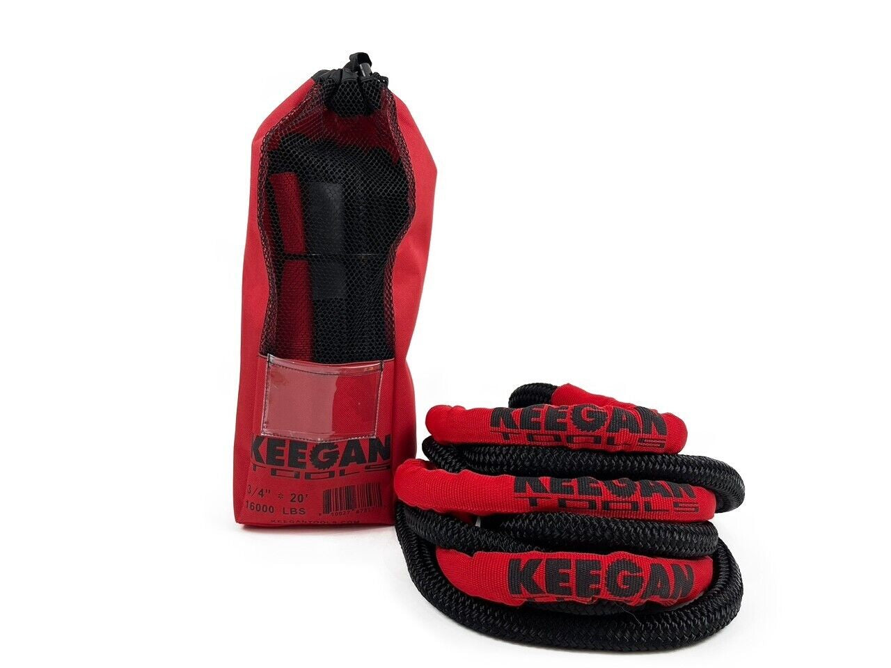 KEEGAN TOOLS 1.25"X30' Kinetic Energy Recovery Rope 46000 Lbs Tow Rope Carry Bag