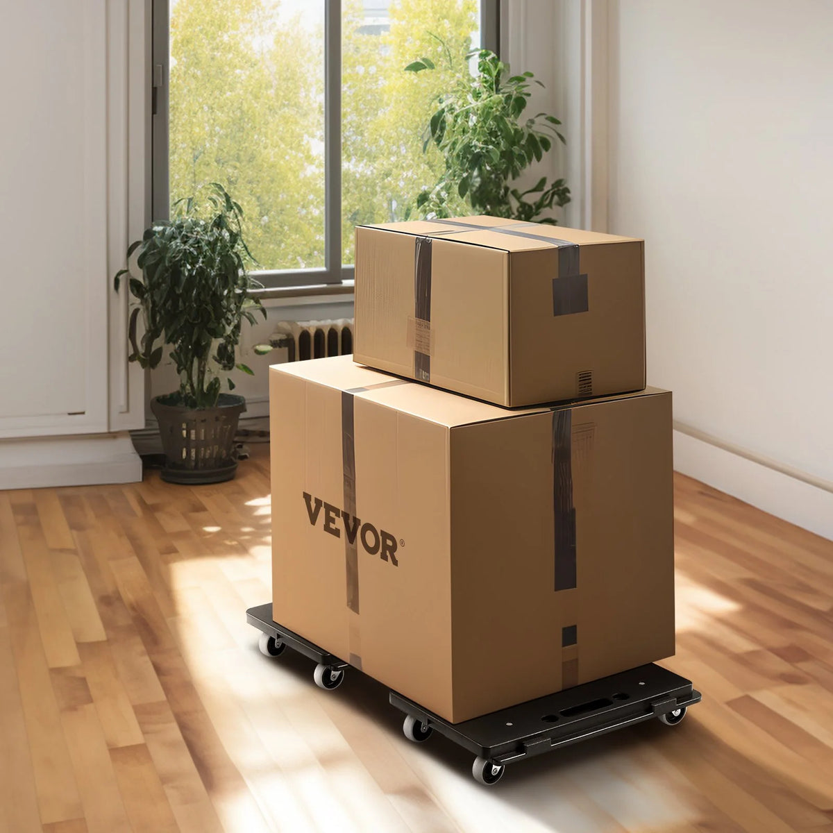 Furniture Dolly, 500 Lbs Capacity Each Count, Furniture Mover with Wheels, Portable Moving Rollers 4 Wheels Heavy Duty, Small Flat Dolly Cart with Interlocking for Heavy Furniture, 2 Pack, Black