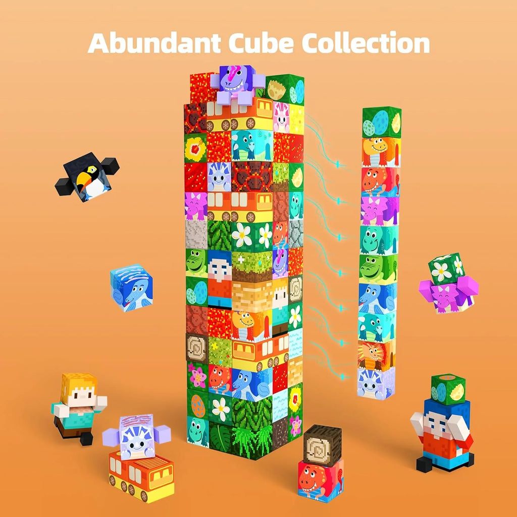 240PCS Magnetic Blocks Playset, Dinosaur STEM Educational Building Toys, Sensory Pretend Play Gift for Boys and Girls