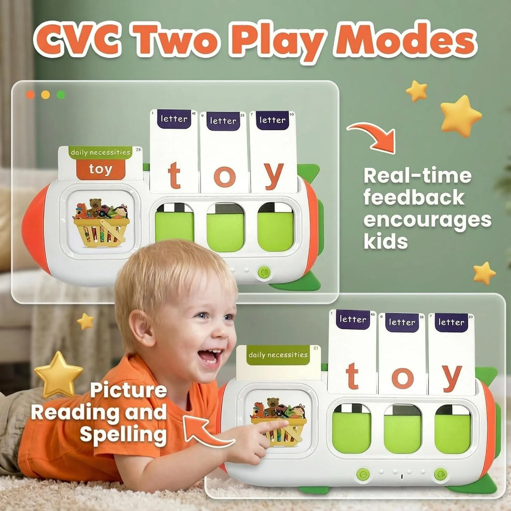 Talking Flash Cards for Toddlers,Montessori Toys for Autism,107 Sight Words,Alphabet CVC Learning Toy,Speak and Spell Phonics Games for Kindergarten,Educational Birthday Gift for Kids 2-8