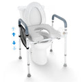 Raised Toilet Seat, 7-Position Height Adjustment 19.3 - 25.2, 350Lbs Weight Capacity, with Comfort Padded Aluminum Frame, Universal Toilet Seat Riser, for Elderly, Handicap, Pregnant, Medical