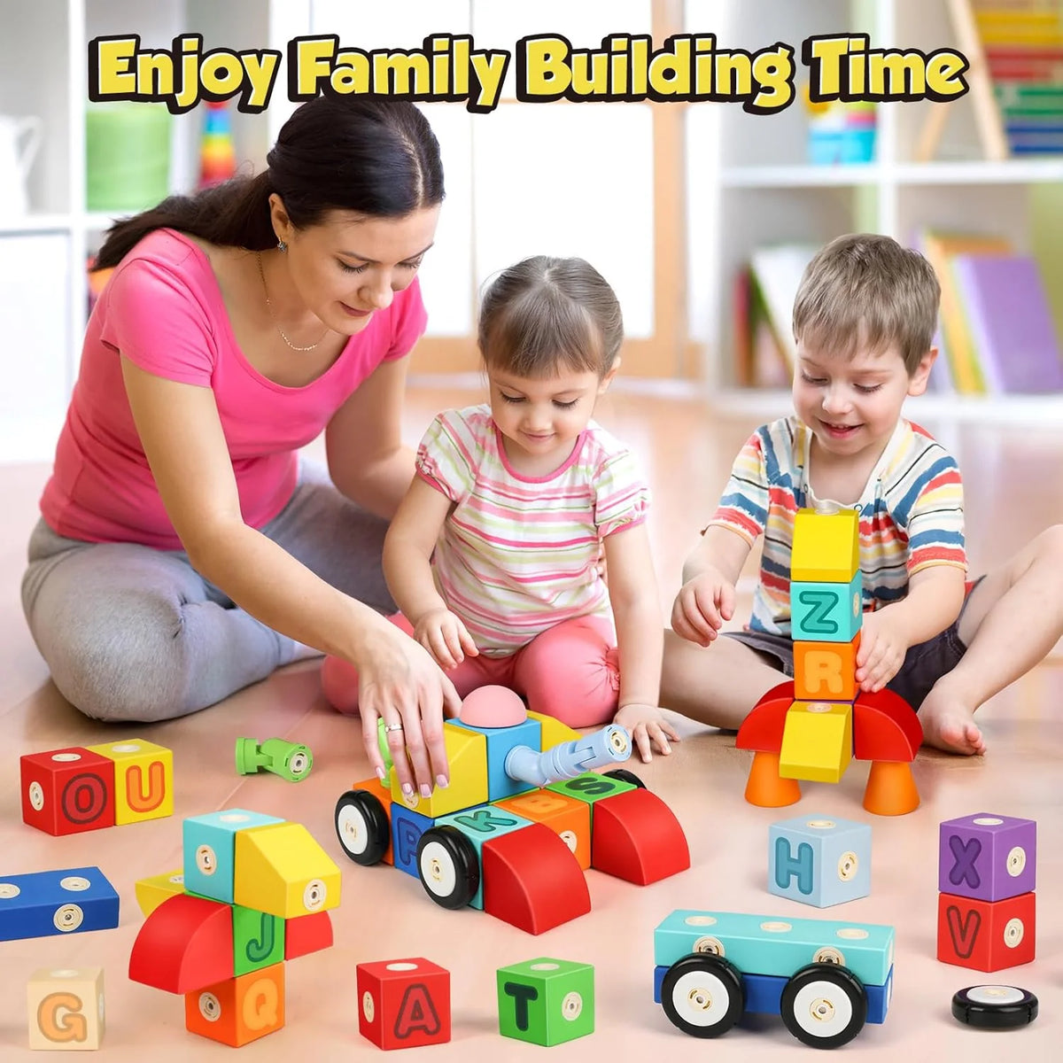 ABC Foam Magnetic Blocks for Toddlers, 52Pcs, Building Letters Block for Kids 2 3 4 5 Years Old, Alphabet Blocks Toys Gifts for Boys Girls