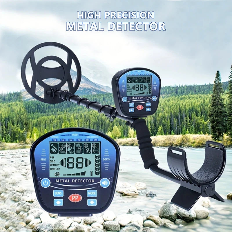 Professional Underground Metal Detector for Adults Waterproof Search Coil High Sensitivity Gold Silver Coin Treasure Hunter Adjustable Length Stem LCD Display Disc Mode Outdoor Beach Garden Archaeological Metal Detecting Equi