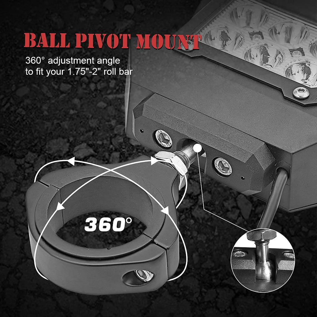 UTV Side Mirrors with Light for 1.75" - 2" round Tube Roll Bar