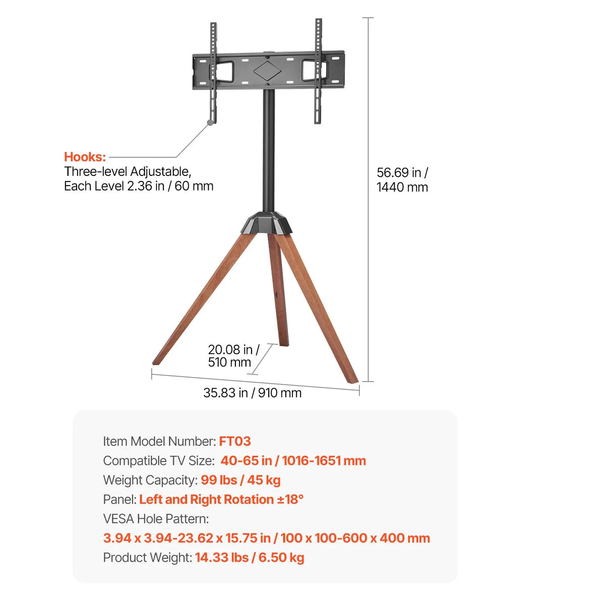 Succebuy Rolling TV Stand Mobile TV Cart Suit for Various Sizes TV Portable TV Stand with Wheels for Living Room Bedroom Office