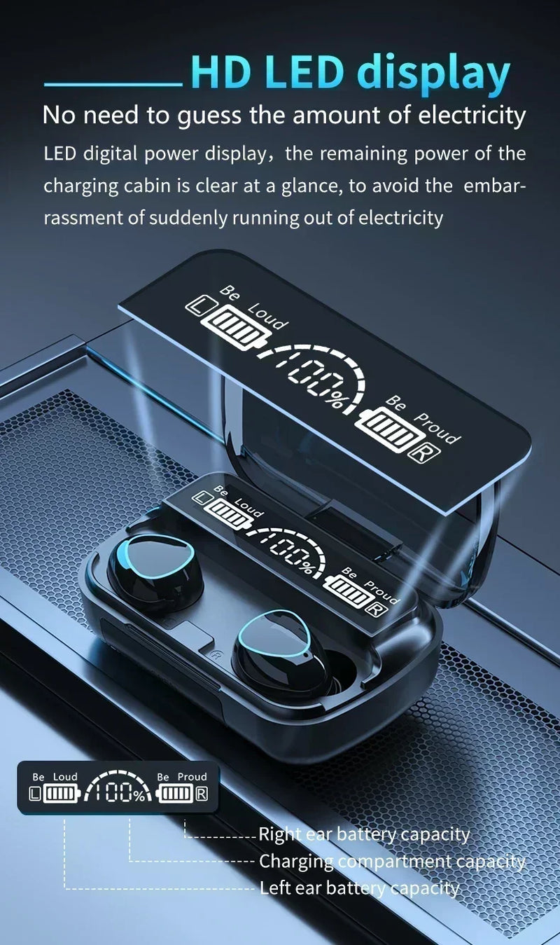 M10 Wireless Headphone Bluetooth Earphones Waterproof Earpieces Sport Earbuds for Huawei Iphone OPPO Xiaomi TWS Music Headset