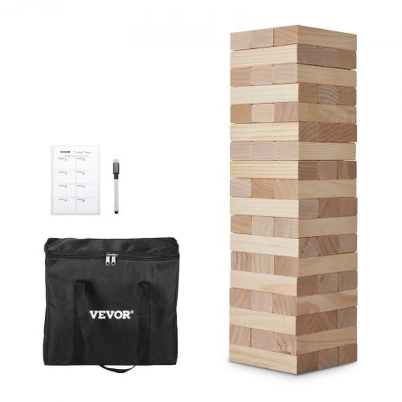 Tumbling Timber Toy, 54 Blocks Large Tumble Tower Blocks Game, Pine Wood Tumbling Tower Game with Carry Bag and Scoreboard, Wooden Stacking Game, Tumble Tower Family Games for Indoor/Outdoor