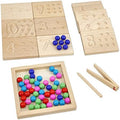 Wooden Number Tracing Board Set, Toddler Montessori Math Beads Counting Toy, Preschool Learning and Educational Math Game for Kids