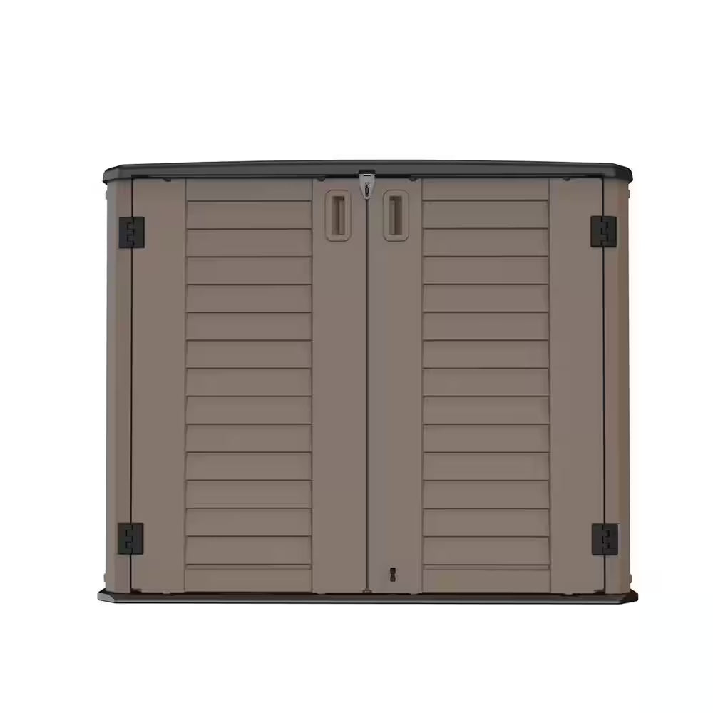 50 In. W X 29 In. D X 41 In. H HDPE Outdoor Storage Cabinet in Coffee (Shelves Not Included)