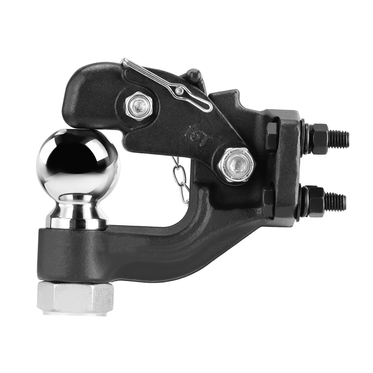 Pintle Hook, 30000 Lbs Towing Capacity, Trailer Hitches Receiver Hook Combination 2-5/16-Inch Hitch Ball, Fits 2.5 to 3-Inch Lunette Ring with Mounting Kit, Wear-Resistant, Black Powder Coat