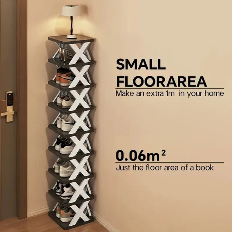 9/2-Level Shoe Rack, Can Hold 9 Pairs of Shoes, a Space-Saving Vertical Shoe Rack, a High and Narrow Shoe Rack for the Entrance Passage, Closet, Corridor, Bathroom, Dormitory, Plastic Stackable Shoe R