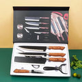 6 PCS Kitchen Knife Sets, Steel Kitchen Knives Set Tools Forged Kitchen Knife Scissors Ceramic Peeler Chef Slicer Knife Gift Case
