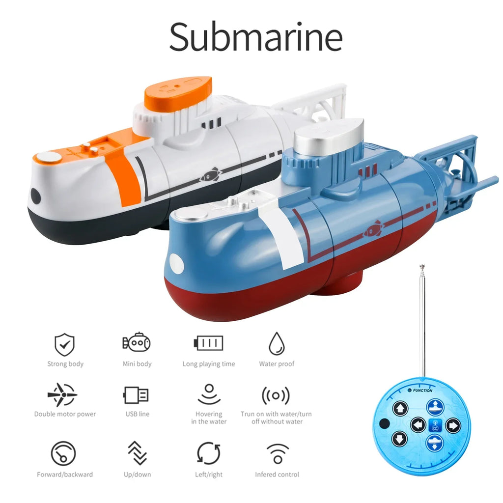Mini RC Submarine Toy Radio Remote Control Tourism Boat Diving Waterproof for Indoor Fish Tank Bathtub Water Kids Birthday Gifts