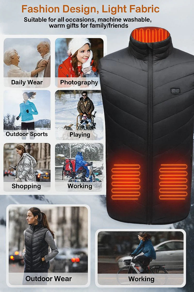 Heated Vest 9 Heating Zones with 10000Mah Battery Pack Electric Heating Vest US