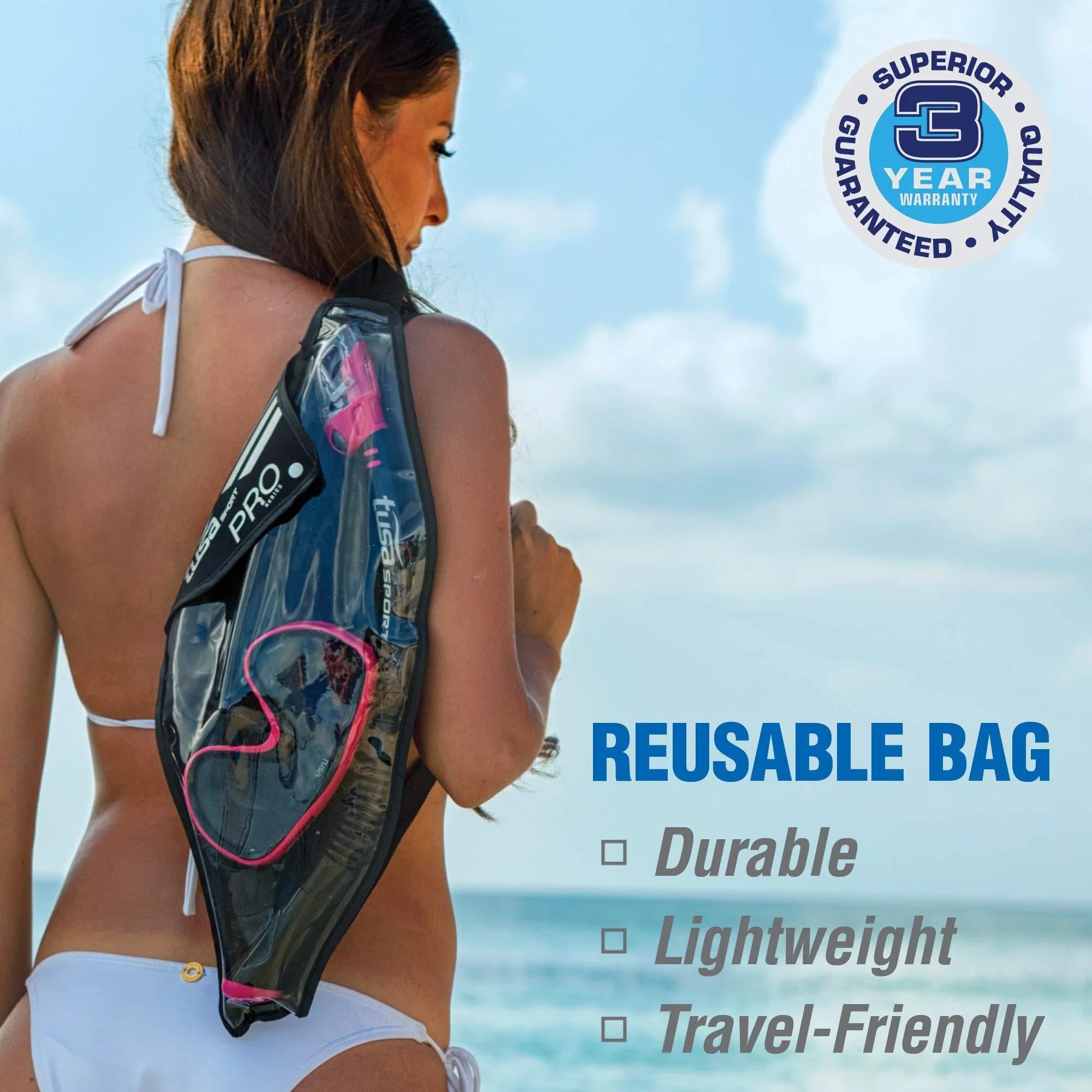 Sport Adult Serene Mask and Dry Snorkel Combo with Reusable Travel Bag