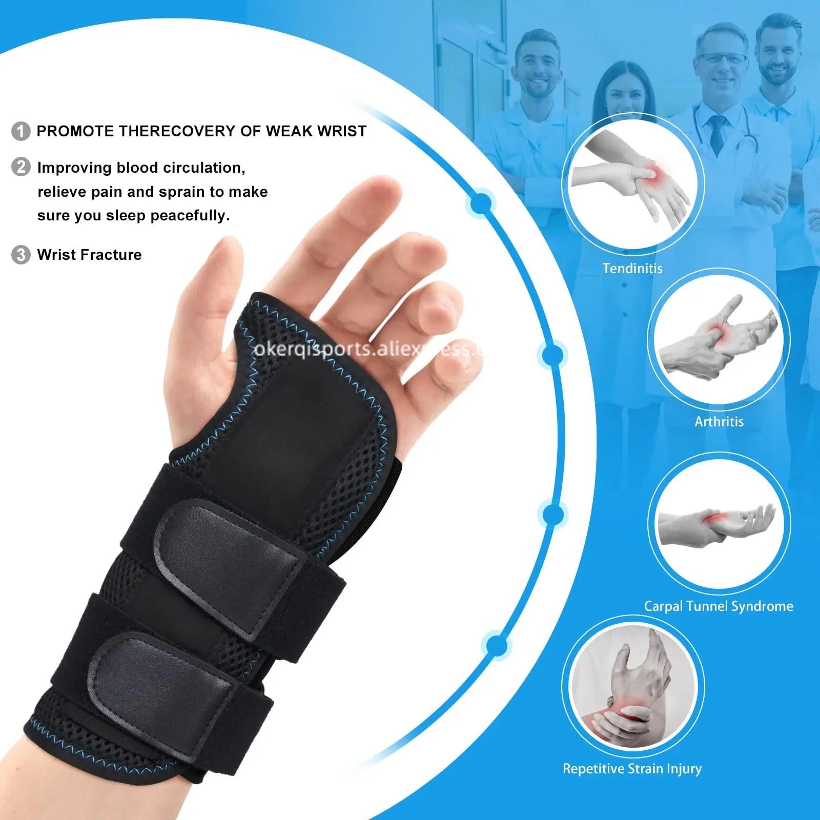1PC Breathable Wrist Brace, Thin Mesh Wrist Wraps Support for Tendonitis, Arthritis, Carpal Tunnel Pain Relief, Adjustable Wrist Compression Strap for Workouts, Fitness, Weightlifting, Fits Both Hands