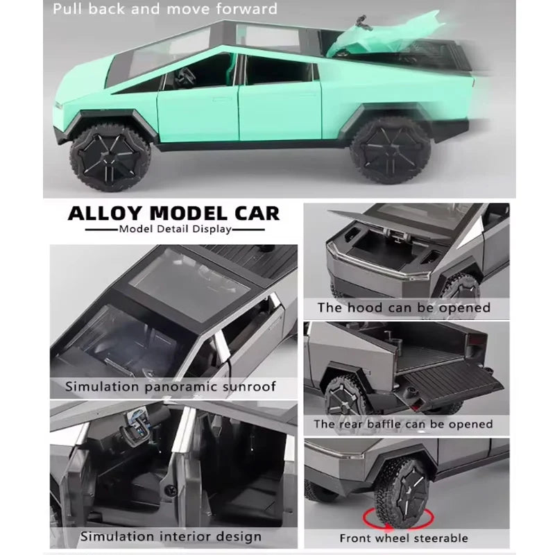 Diecast Metal Pickup Truck Toys for Boys Age 3-8 with Pull Back Toy Cars Gift for Kids
