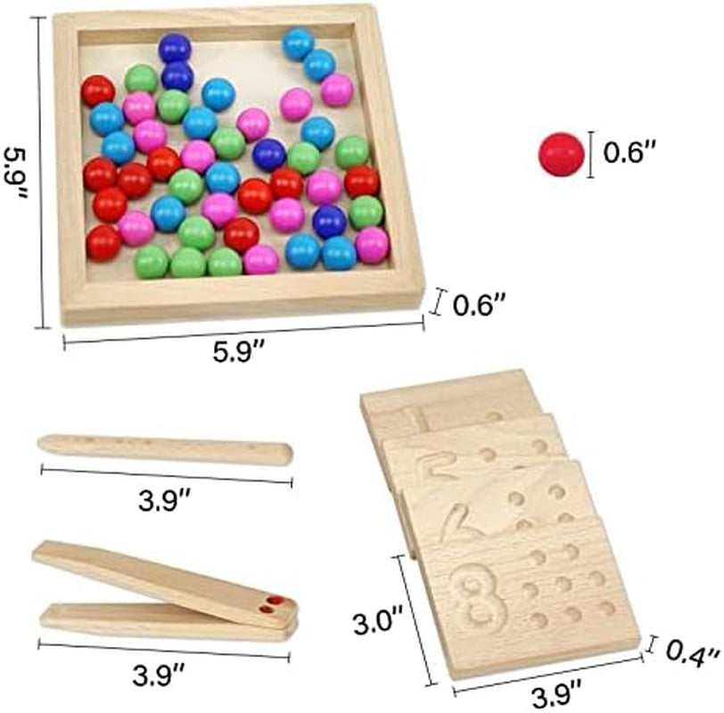 Wooden Number Tracing Board Set, Toddler Montessori Math Beads Counting Toy, Preschool Learning and Educational Math Game for Kids