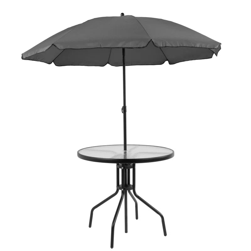 Amlie 6-Piece Rippled Glass Outdoor Patio Table Set with Folding Chairs by Flash Furniture