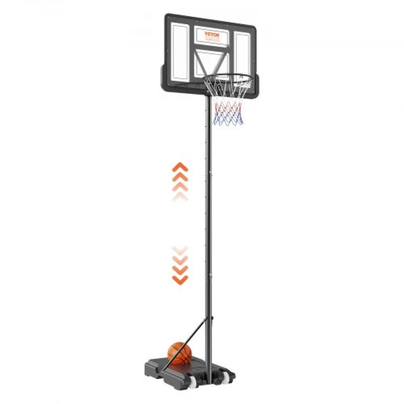 Basketball Hoop, 4-10 Ft Adjustable Height Portable Backboard System, 44 Inch Basketball Hoop & Goal, Kids & Adults Basketball Set with Wheels, Stand, and Fillable Base, for Outdoor/Indoor