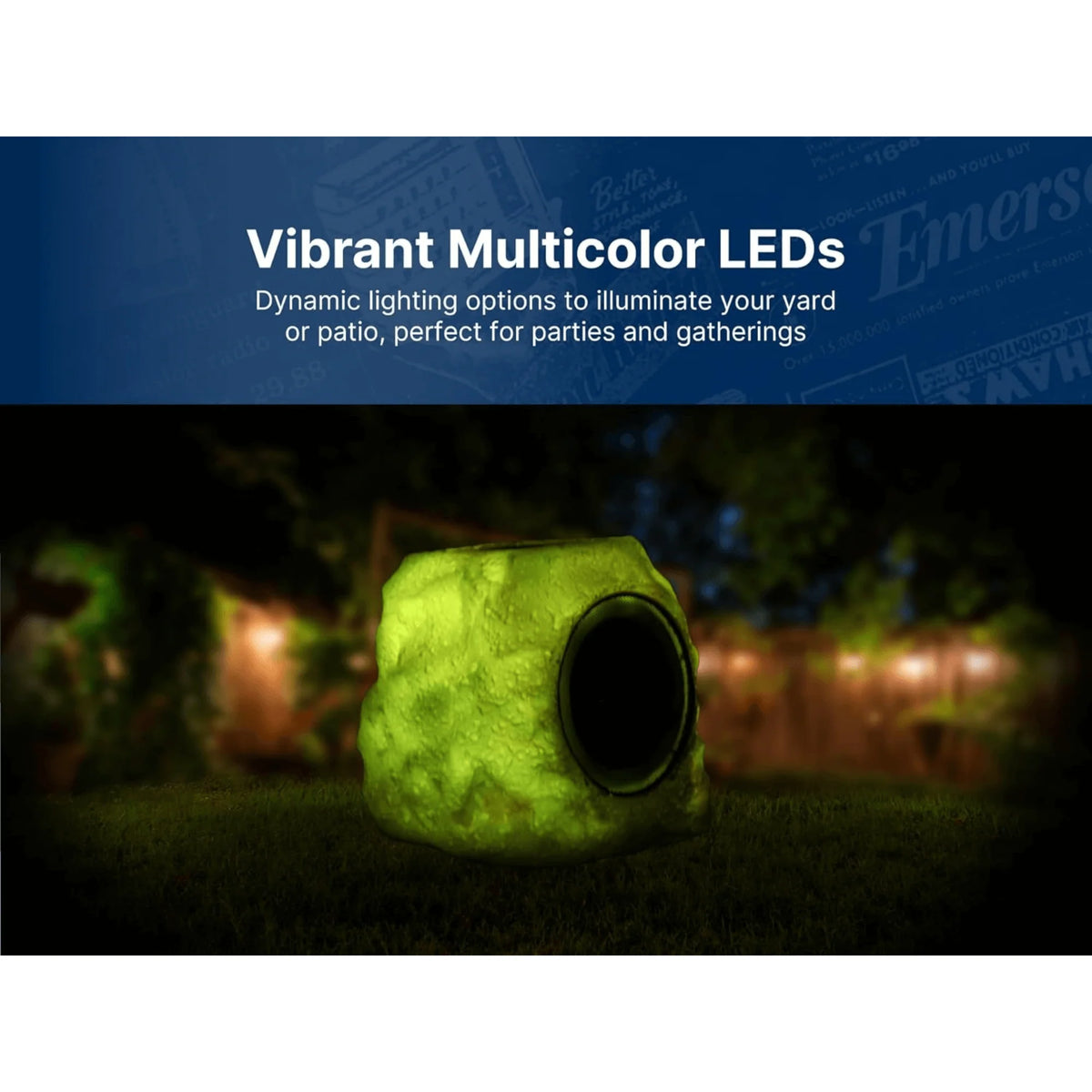 Emerson Rock Party Solar Multicolor LED Bluetooth Outdoor Speaker