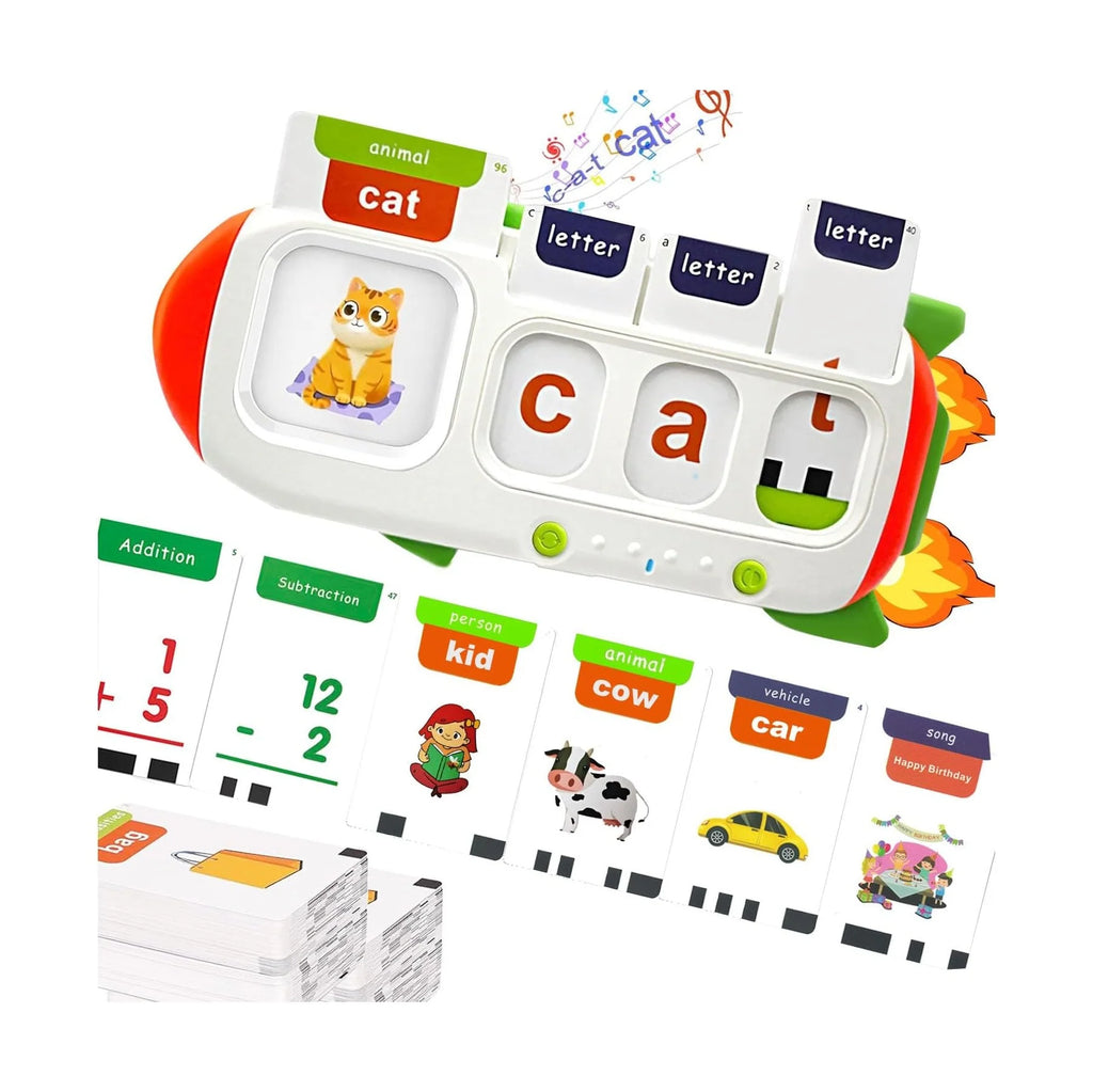 Alphabet Talking Flash Cards & Math Games for Kids 2-8, Speech Therapy Toys, ABC Learning Toys, 56 Math Flashcards & 106 CVC Word Games, Preschool Kindergarten Gifts for Boys & Girls