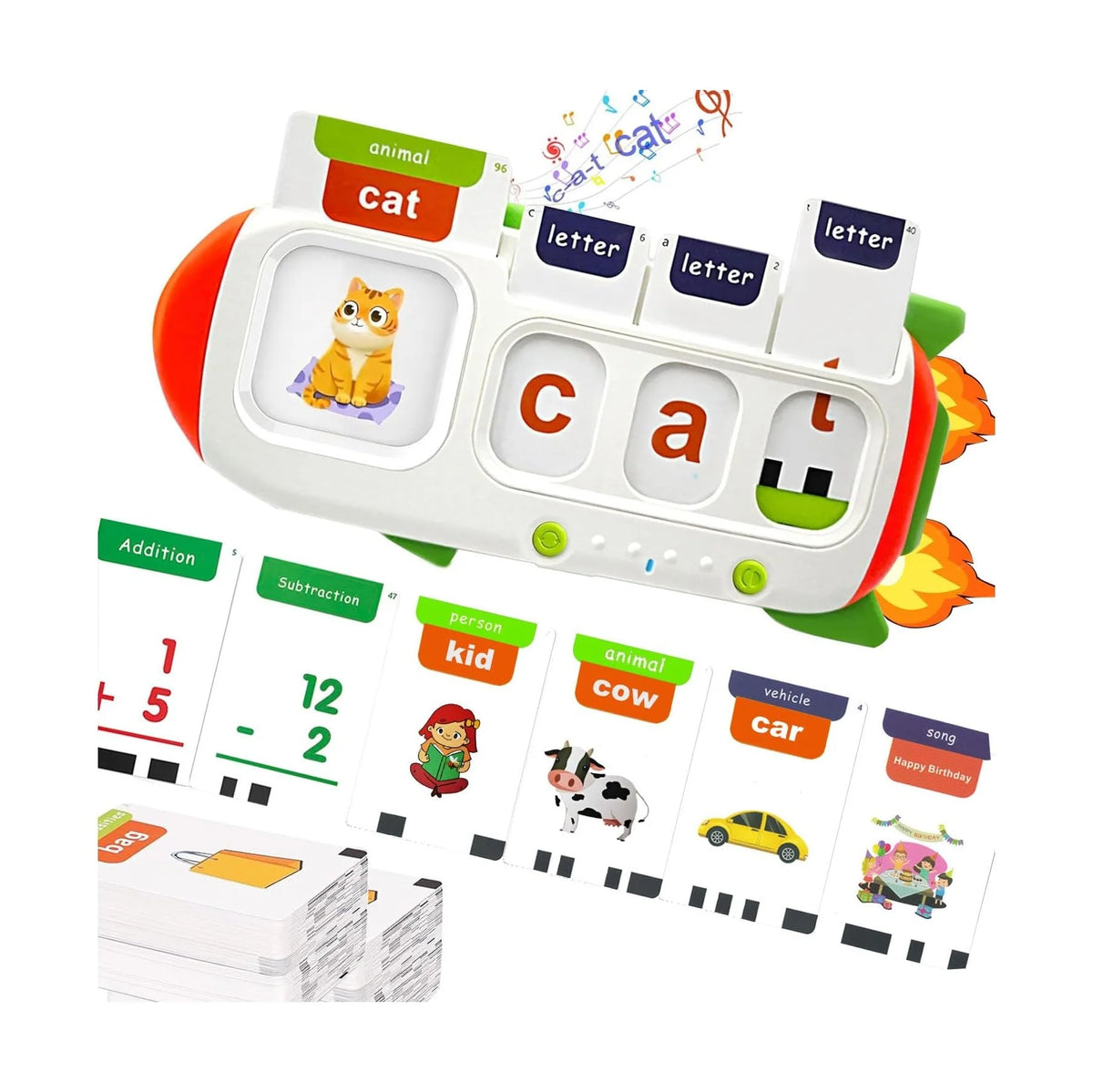Alphabet Talking Flash Cards & Math Games for Kids 2-8, Speech Therapy Toys, ABC Learning Toys, 56 Math Flashcards & 106 CVC Word Games, Preschool Kindergarten Gifts for Boys & Girls