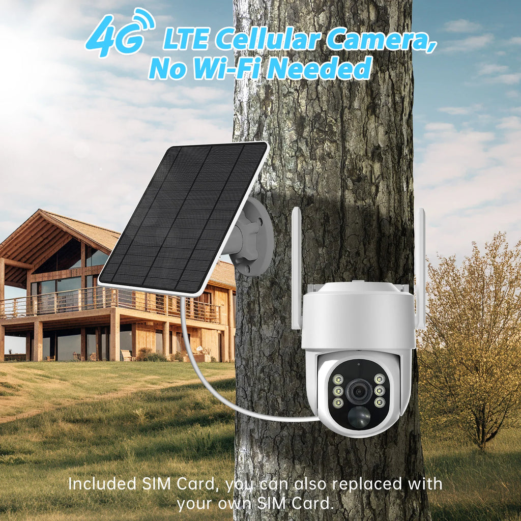 4G Rechargeable Battery PTZ CAMERA with 64GB Memory Card 4MP Dome Solar Camera CCTV Security 360 Degree Ip PTZ Camera