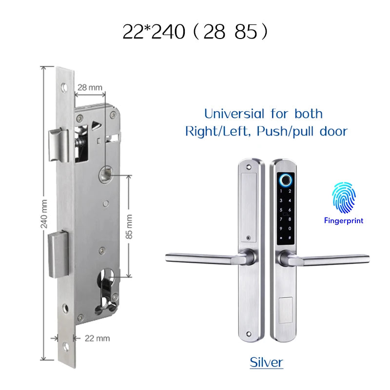 Stainless Steel Waterproof Biometric Fingerprint Door Lock Electronic Smart Door Lock RFID Card Lock for Aluminum Glass Door