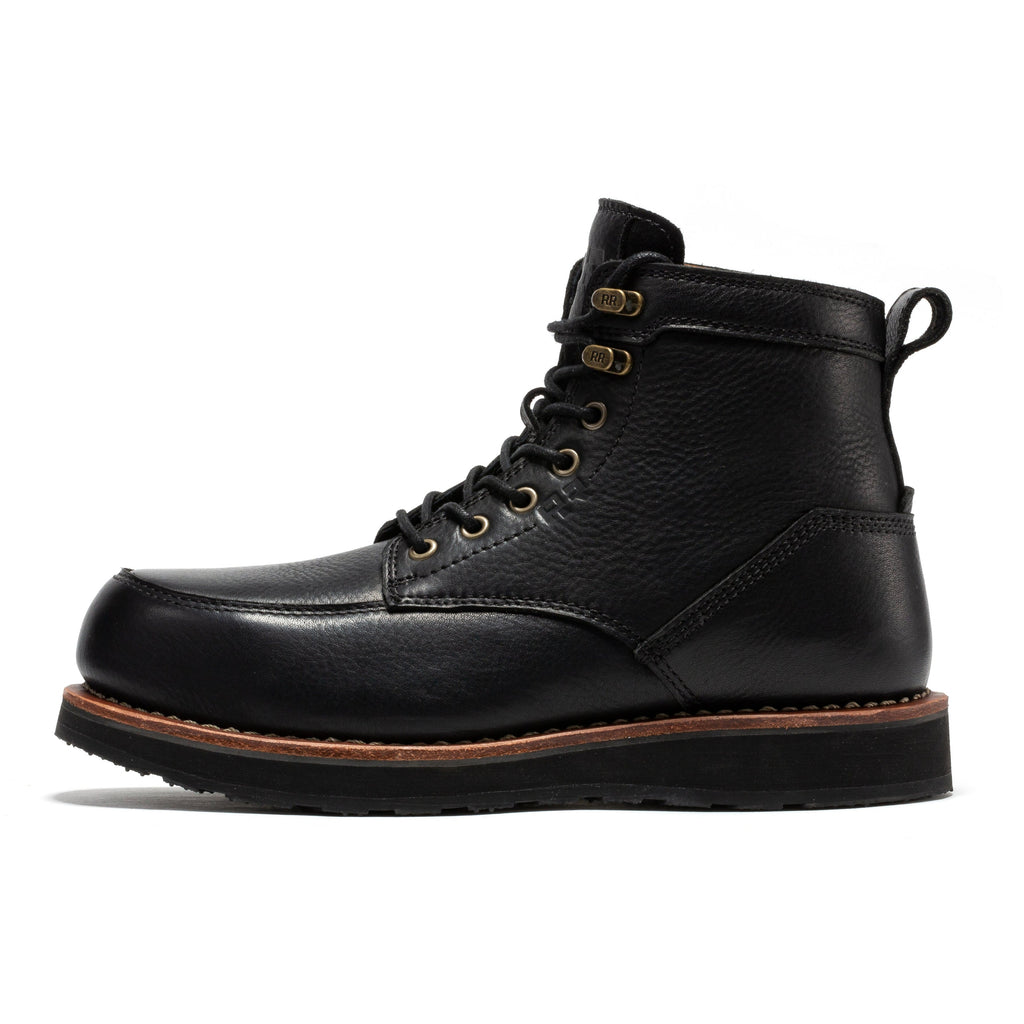 ROCKROOSTER Edgewood Men's 6 Inch Black Steel Toe Wedge Work Boots SAP610BK