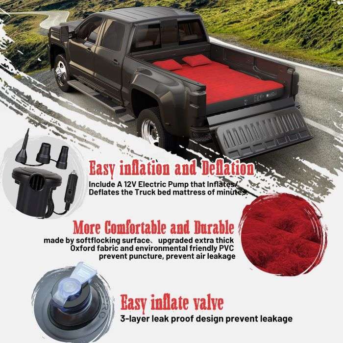 5.5-6.5ft Full Size Truck Bed Air Mattress Red